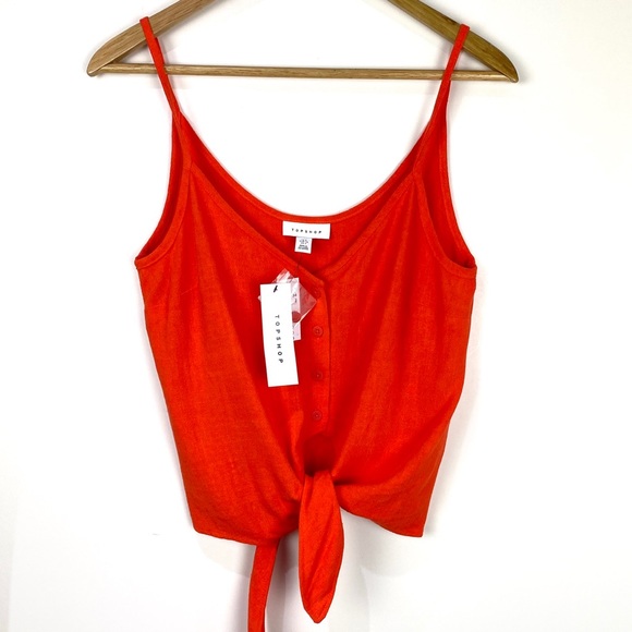 Topshop Tops - NWT Topshop Top Tie Front Orange Size 2